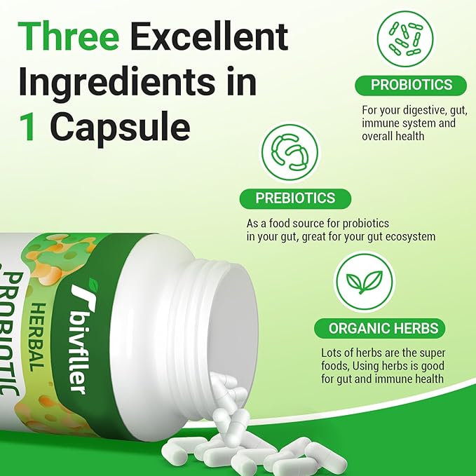 Probiotics for Women Men- 300 Billion CFU 24 Strains Probiotic+15 Organic Herbs Prebiotics Blend Pre and Probiotics for Digestive Health Immune &amp Gut Diarrhea Bloating Vegan 8 Month Supply