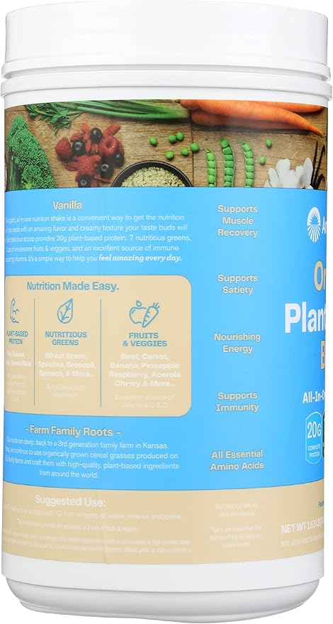 Amazing Grass Organic Plant Protein Blend: Vegan Protein Powder New Protein Superfood Formula All-In-One Nutrition Shake with Beet Root Pure Vanilla 20 Servings