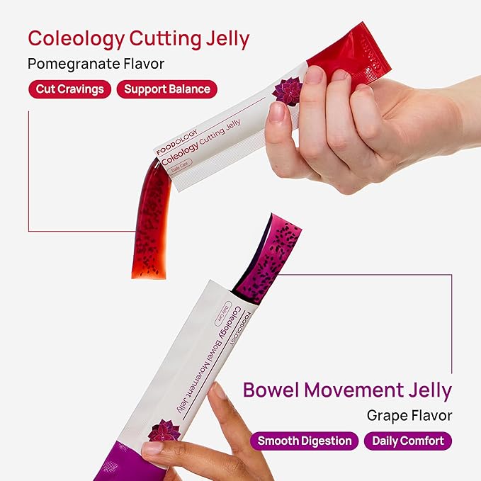 FOODOLOGY Coleology Bowel Movement Jelly (Grape &amp Prune) – Prebiotic Fiber Supplement for Gut Health &amp Daily Regularity Chia Seeds Korean Supplement – 10 Sticks (Pack of 3)