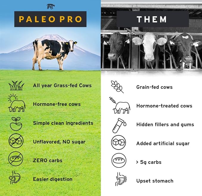 Paleo Pro Beef Protein Powder - Grass Fed Protein Powder Isolate - Pure Animal Based Pastured &amp Cage-Free | Dairy &amp Gluten Free Natural and Clean Proteins for Paleo &amp Keto - 15 Days Suppl