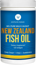 Antler Farms - 100% Pure Wild Caught New Zealand Fish Oil from Deep Ocean Cold Water Fish 120 Softgels - Clean Fresh Omega-3 EPA + DHA Supplement Keto Friendly Super Clean