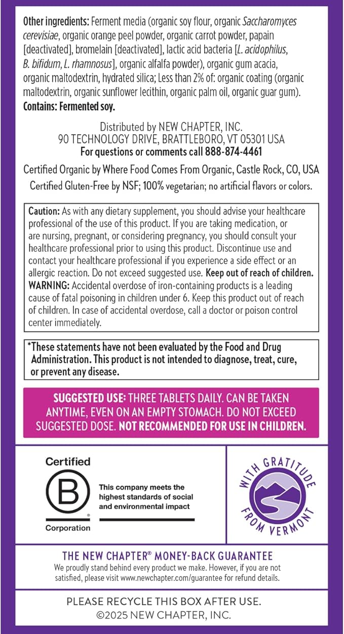 New Chapter Postnatal Vitamins Lactation Supplement Complete Multivitamin with Fermented Vitamin D3 + B Vitamins Made with Organic Vegetables &amp Herbs Non-GMO Ingredients 96 Count