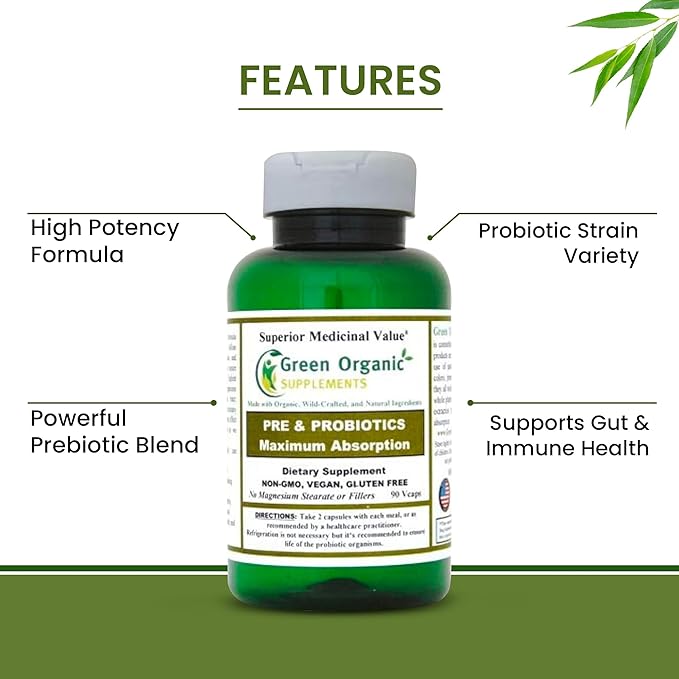 Green Organic Supplements Probiotics + Prebiotics (Pack of 1)