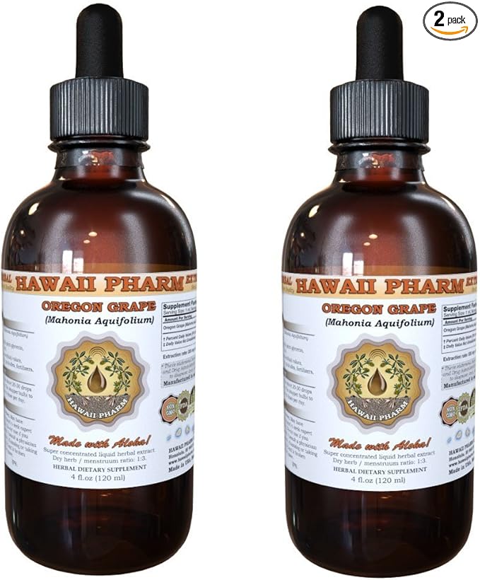 Hawaii Pharm Oregon Liquid Extract Oregon (Mahonia aquifolium) Tincture Herbal Supplement Made in USA 2x2 fl.oz