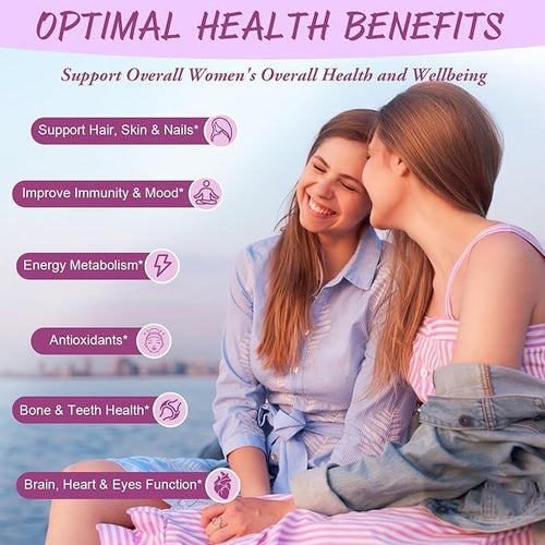 (2 Pcs) Totaria Sugar Free Multivitamin Gummies for Women 14+ w/Iron Inositol Folate Biotin Womens Daily Multivitamin Gummy w/Vitamin A C B D3 K2 for Hair Skin Energy Immune Mixed Flavors