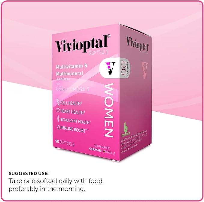 Vivioptal Women 90 Capsules CoQ10 &amp Omega-3 Multivitamin &amp Multimineral Gluten Free German Formula