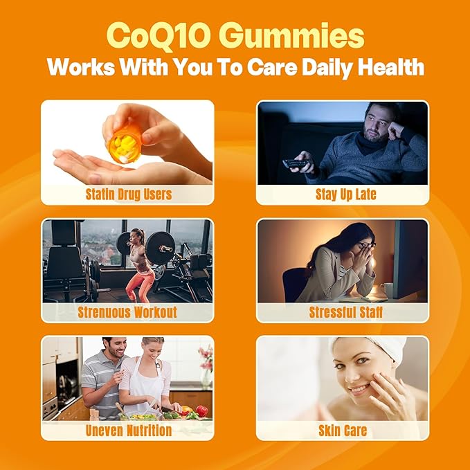Sugar-Free CoQ10-250mg / 500mg Filled Gummies - Plus Omega-3 EPA + DHA B3 &amp Zinc - Ultra Co Q-10 Supplements for Hear-t Health Cellular Energy Antioxidant Support Up to 60 Day Supply Vegan 6