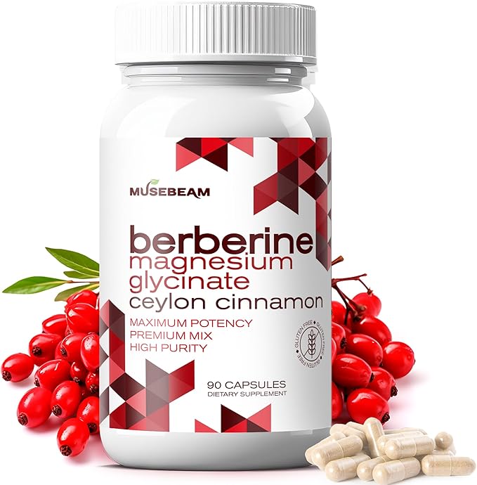 Berberine HCL Magnesium Glycinate Supplement - 1800mg High Purity Capsules with Ceylon Cinnamon - Vegan Friendly Non-GMO Gluten-Free Sugar Free Pill for Men Women