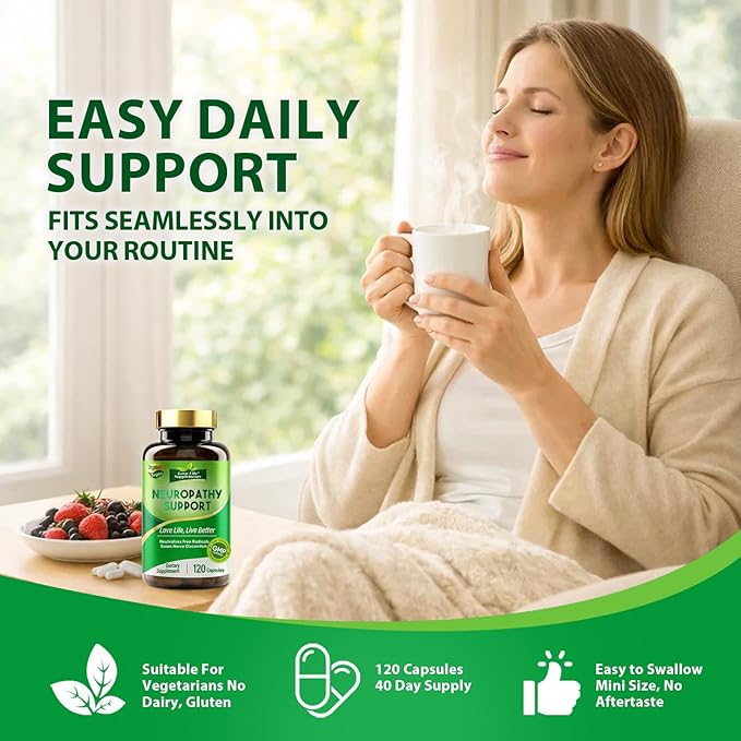 Nerve Savior for Neuropathy Nerve Health Support with 600mg Alpha Lipoic Acid Benfotiamine &amp B12 Comprehensive Formula for Peripheral Comfort in Hands Feet Legs Back &amp Neck 120 Capsules