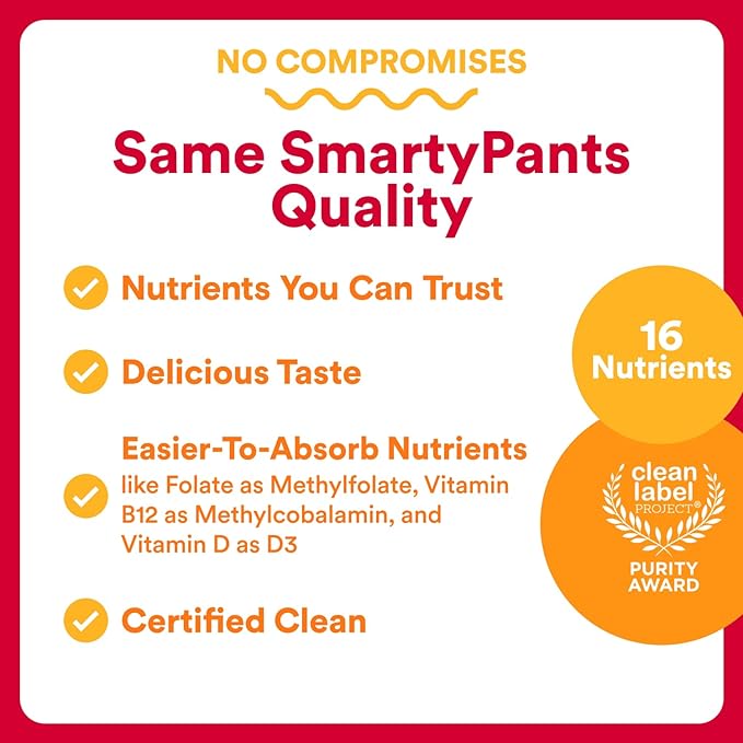 SmartyPants Multivitamin for Men &amp Women Multivitamin Gummies with Omega 3 (DHA/EPA) Vitamin D3 C Vitamin B12 B6 A K &amp Zinc Biotin Gluten Free 90 Count (30 Day Supply)