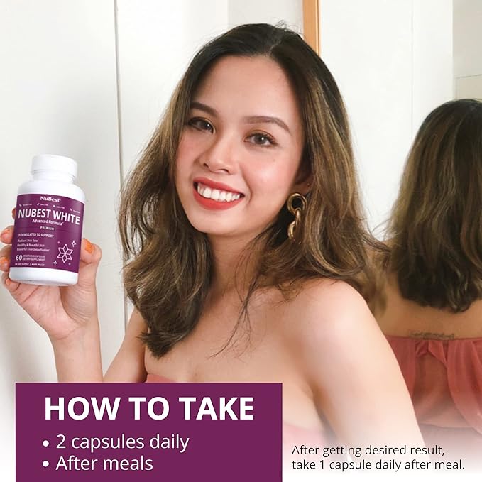 NuBest White - Glutathione 400mg &amp Milk Thistle Extract - Skin Brightening Supplement - Helps Beautiful and Radiant Skin - Antioxidant Supplement &amp Detoxification - 6 Pack | 6 Months Supply