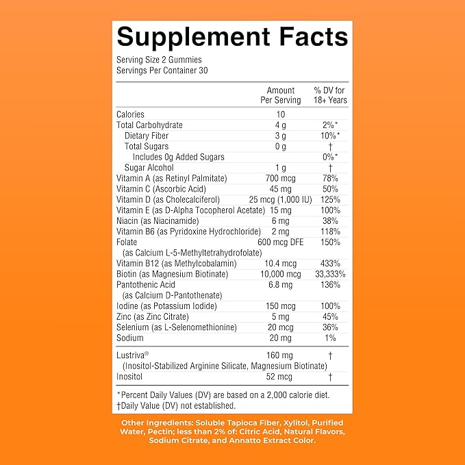 MaryRuth's Multivitamin + Hair Growth Gummies | with Lustriva® | Biotin 10000mcg | B Vitamins | Formulated for Thicker Hair Wrinkles Fine Lines Skin Care | Ages 18+ | 30 Servings