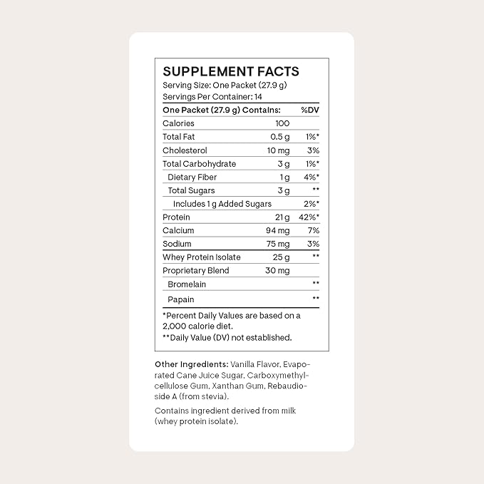 THORNE - Whey Protein Isolate - Balanced Amino Acids Profile with BCAAs - 21 Grams of Easy to Digest Whey Protein Powder - NSF Certified for Sport - Vanilla - Gluten &amp Soy-Free - 14 Packets