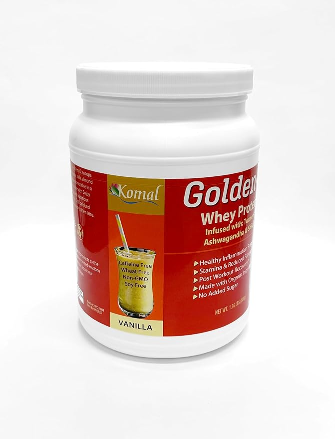 Golden-T Whey Protein Vanilla - 1.76 lbs (800g) Post Work Out Grass Fed Whey Turmeric Ashwagandha &amp Shilajit