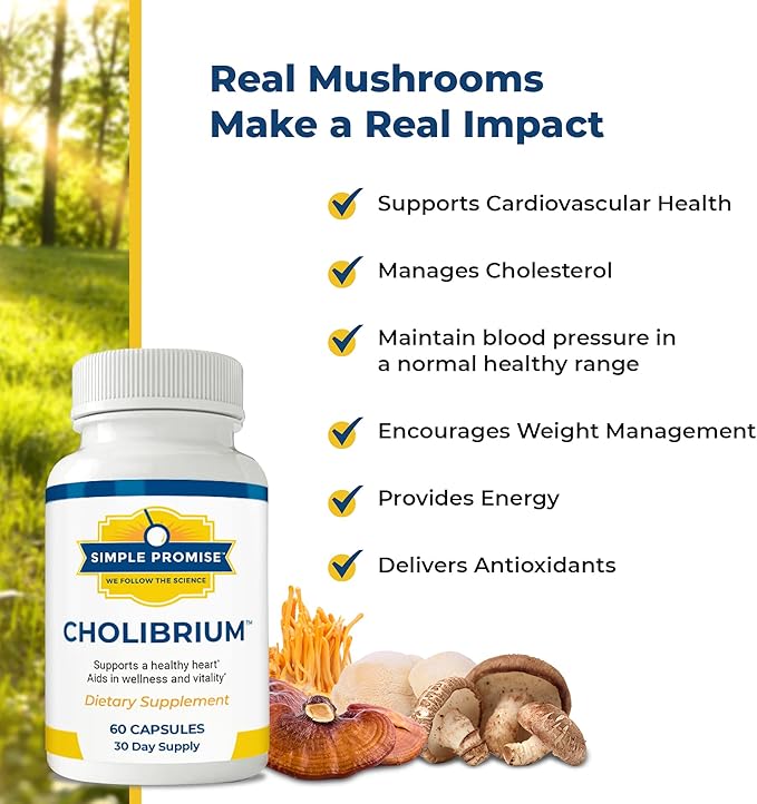 Simple Promise Heart &amp Cholesterol Support Bundle - Supports Heart Health &amp Energy - Cholibrium &amp CardioClear 7 for Circulation &amp Cellular Energy - 90 Capsules