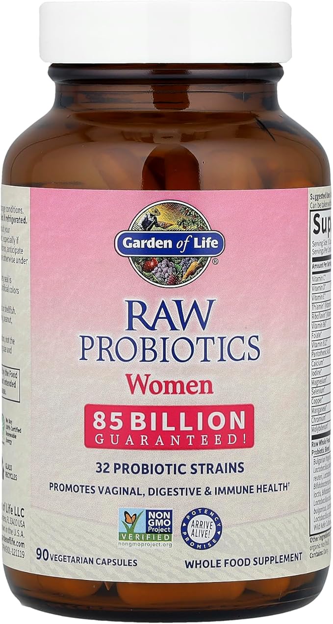 Garden of Life Raw Probiotics Women - 32 Strains - Dietary Supplement for Immune Digestive &amp Vaginal Health Support - Aids Female Health - 90 Vegetarian Capsules
