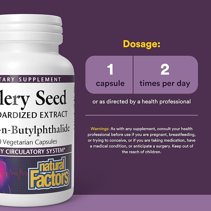 Natural Factors Celery Seed Concentrated Celery Extract for Healthy Circulation &amp Heart Support