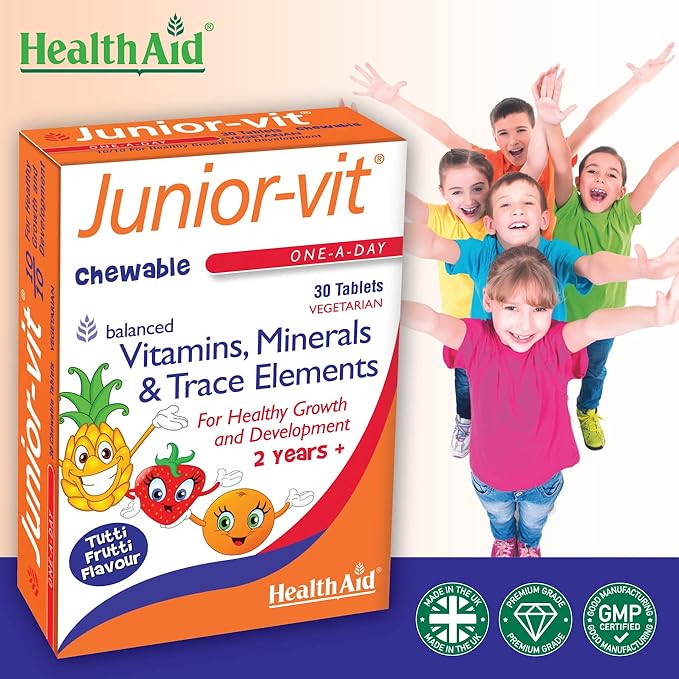 Health Aid Junior-vit - Chewable (Tutti-fruity Flavour) (Age 2 plus) - Blister Pack 30 Tablets