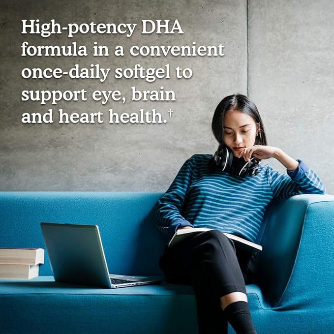 Garden of Life Dr. Formulated DHA 1000mg Fish Oil - Lemon Once Daily 1000mg DHA + DPA in Triglyceride Form Single Source Omega 3 Supplement for Ultimate Eye Brain &amp Heart Health 30 Softgels