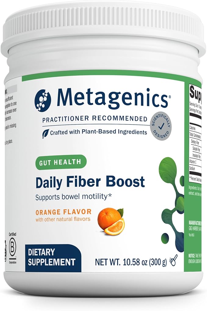 Metagenics Herbulk Fiber Powder - 7g Soluble &amp Insoluble Fiber with Psyllium Husk Acacia &amp Chicory - Supports Gut Bowel Regularity &amp Immune Health* - Non-GMO Gluten-Free Vegan - Orange