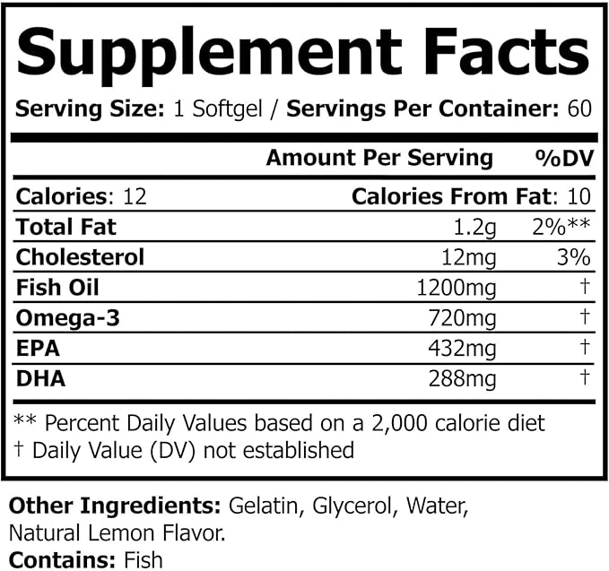 Omega 3 Fish Oil Supplement (60 SOFTGELS)