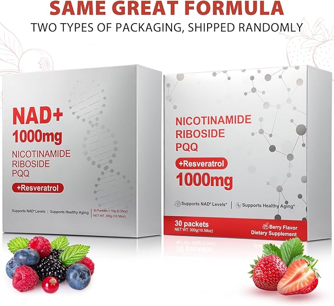 1000mg High-Potency NAD Liquid Supplement Nicotinamide Riboside &amp Resveratrol with PQQ Boosts Cellular Energy Focus &amp Healthy Aging - 2 Pc
