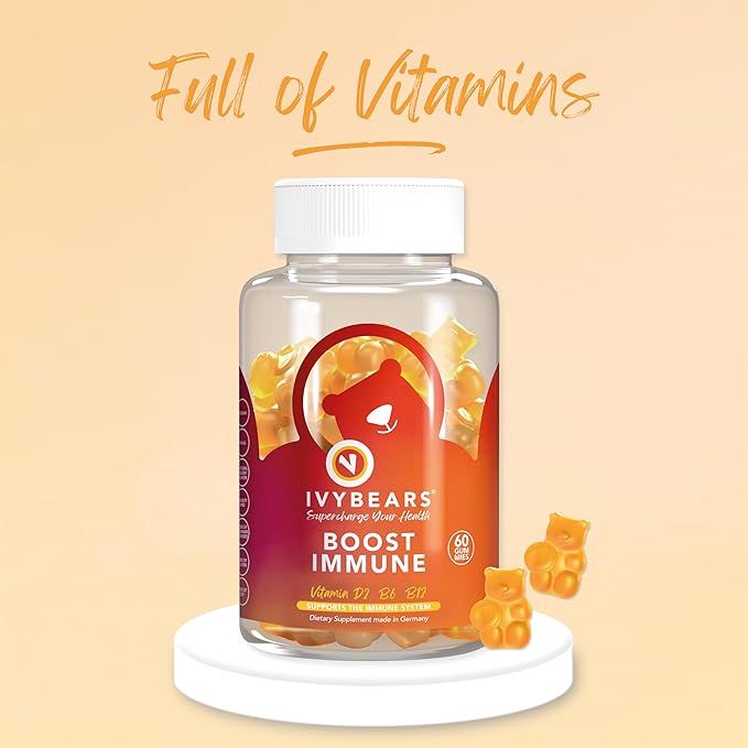 IvyBears® Men’s Hair Vitamins &amp Immune Support Gummies – Biotin Zinc Vitamins A C D &amp Zinc for Hair Growth and Immune Health – Vegan 2-Pack