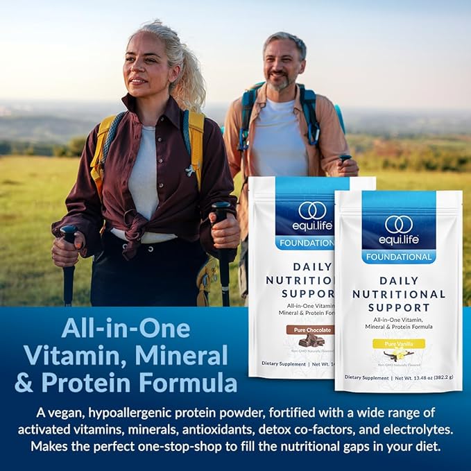 Equilife Daily Nutritional Support All-in-One Multivitamin Meal Replacement Pure Vanilla Flavor 15G Plant Protein Supports Overall Wellness Including Energy Digestion &amp Skin 14 Servings