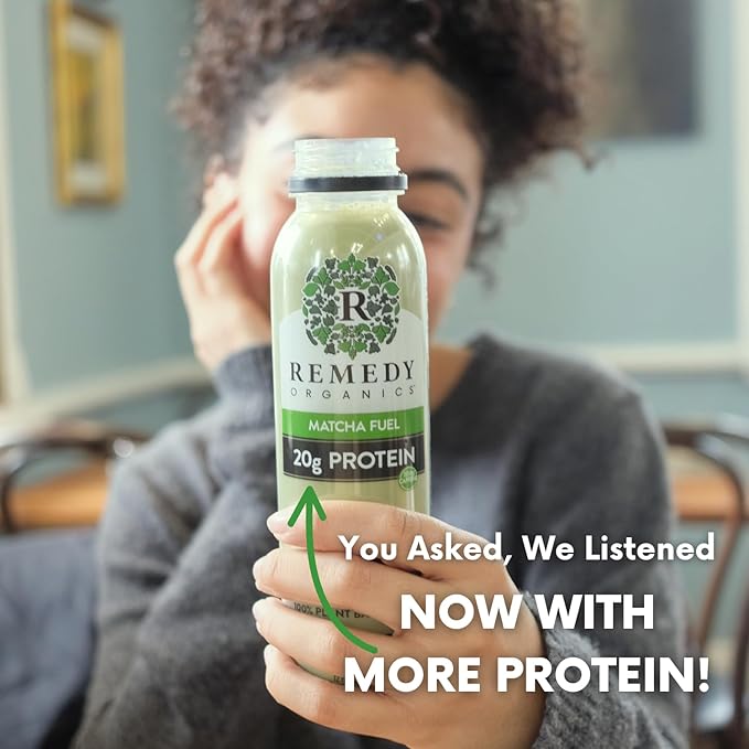 Remedy Organics Matcha Fuel 12-Pack | Plant Based 20g Protein Shakes Ready to Drink | USDA Organic Gluten Free Dairy Free Soy Free