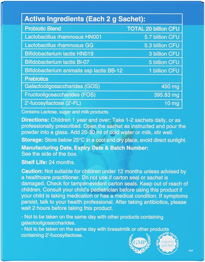 Organic Garden Kids Probiotic Supplement – 200 Billion CFU with Prebiotic Fiber – Digestive &amp Immune Support – Strawberry Flavor – 30 Sachets