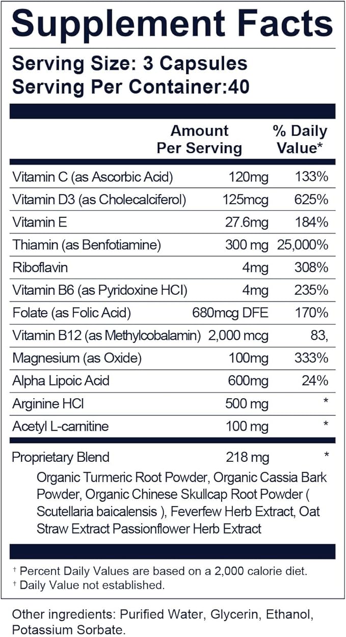 Life Nutrition Neuropathy Support Supplement - 600mg Alpha Lipoic Acid (ALA) &amp 10 Nerve Soothing Ingredients - Advanced Nerve Relief Formula for Hands Fingers Toes &amp Feet - 120 Capsules