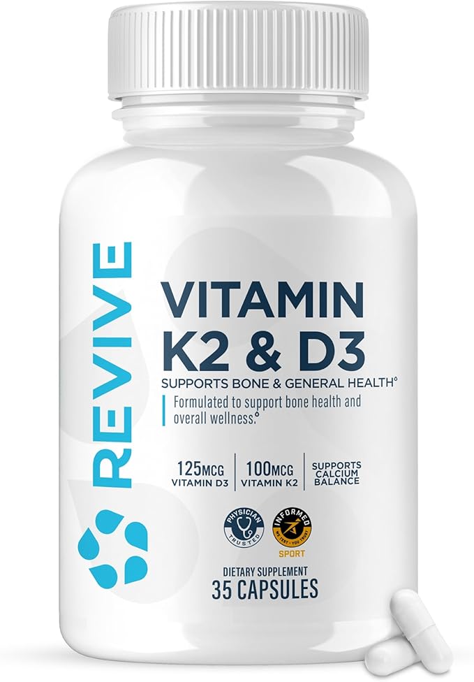 Revive MD Pure Magnesium Glycinate &amp Vitamin D3 &amp K2 Supplement Bundle