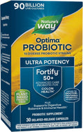 Nature's Way Fortify Optima Probiotic for Adults 50+ 90 Billion Live Cultures 15 Strains Colon Health* Supports Digestive Balance and Immune Health* 30 Capsules (Packaging May Vary)