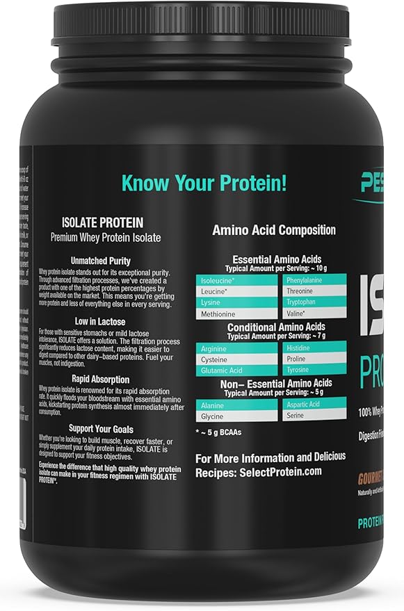PEScience Isolate Whey Protein Powder Gourmet Chocolate 27 Servings 100% Whey Protein Isolate Low Carb Fast Absorbing Post Workout Shake for Men and Women