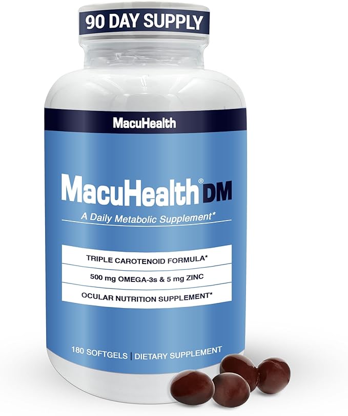 Macuhealth Daily Metabolic Triple Carotenoids with EPA/DHA Omega-3 - Vital Minerals with Zinc – 180 Softgels for Long-Lasting Use