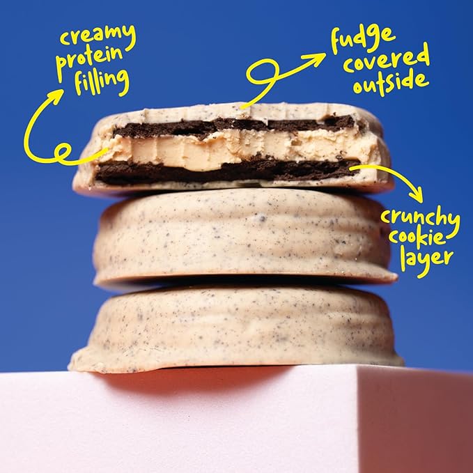 Hangryboy Protein Cookie Sandwich – 14g High Protein Gluten‑Free GMO‑Free Cookies - Perfect on The Go Protein Snack Cookies and Cream 12‑Count Box