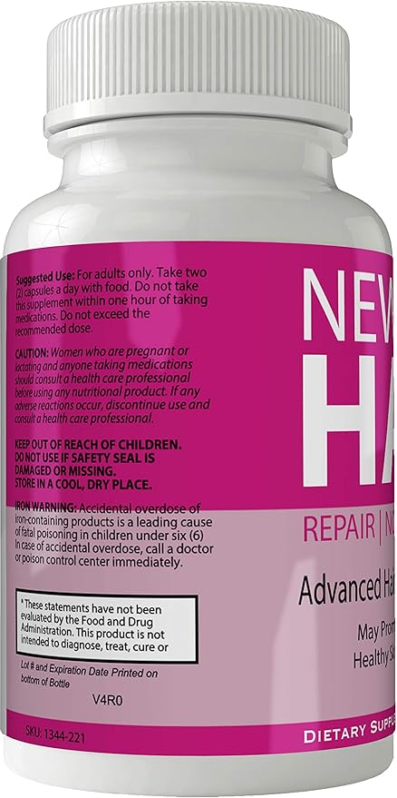 New Glo Hair Skin and Nails Supplement - Advanced Unique Hair Growth Vitamins and Minerals with Biotin - Gluten Free 60 Capsules - Hair Lash Skin and Nails Extra Strength Formula Growth Booster
