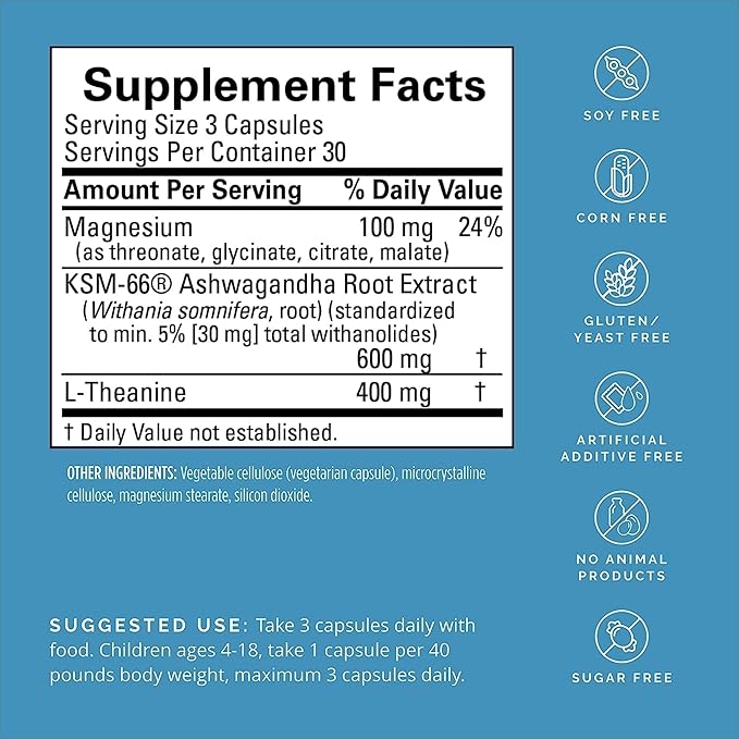 BRAINMD Dr Amen Calm My Brain - 90 Vegan Capsules Pack of 2 - Fast-Acting Formula with Magnesium Ashwagandha &amp L-Theanine - 60 Total Servings