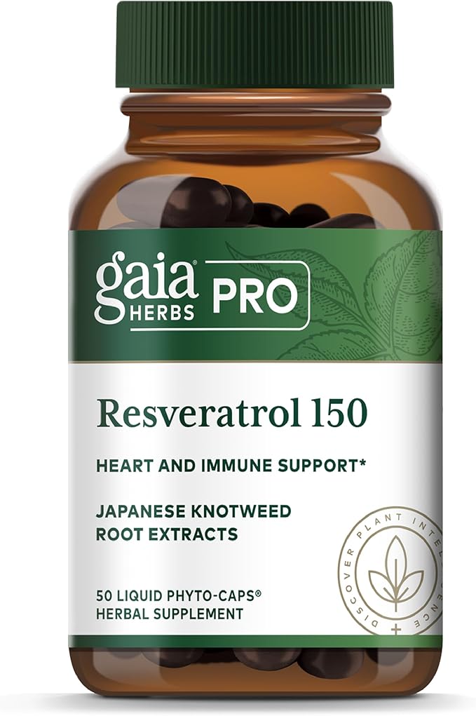 GAIA HERBS PRO Resveratrol 150 - Offers Heart Health &amp Immune Support - Contains Japanese Knotweed - Vegan Soy-Free &amp Gluten-Free - 50 Liquid Phyto-Caps (25 Servings)