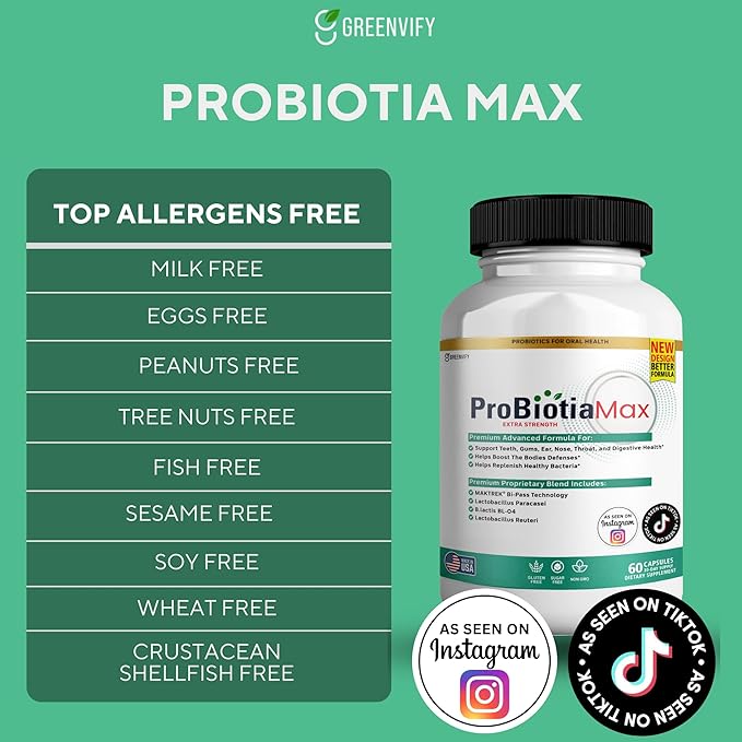 ProBiotia Max 40 Billion CFU Extra Strength Oral Probiotic Supplement 60 Capsules Supports Teeth and Gum Health Gluten Free (5)