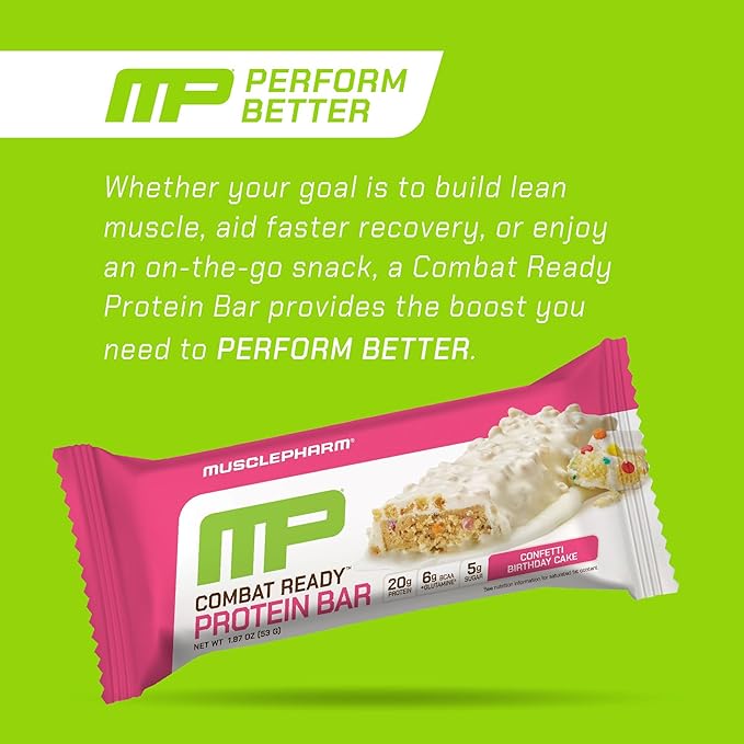 MusclePharm Combat Ready &amp Combat Sport Protein Bar Bundle: Confetti Cake &amp Chocolate Cake Flavor