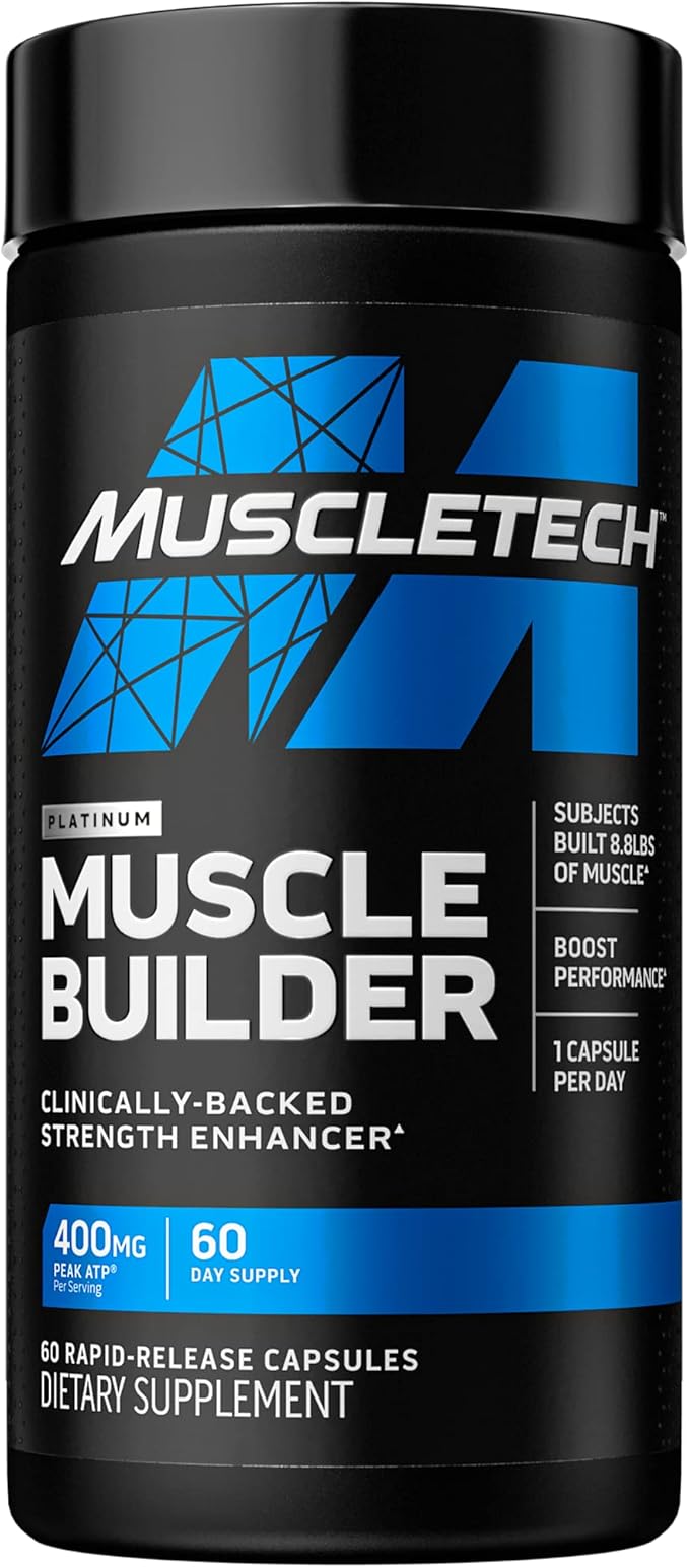 MuscleTech Muscle Builder with 400mg Peak ATP and Platinum Multivitamin with Amino Support Matrix and Vitamin C - Muscle Building and Immune Support Supplement Bundle for Men and Women