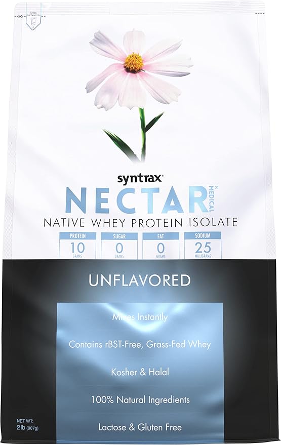 Syntrax Nutrition Nectar Medical All Natural Whey Protein Isolate Unflavored 2 lbs. (2 Pound Unflavored)