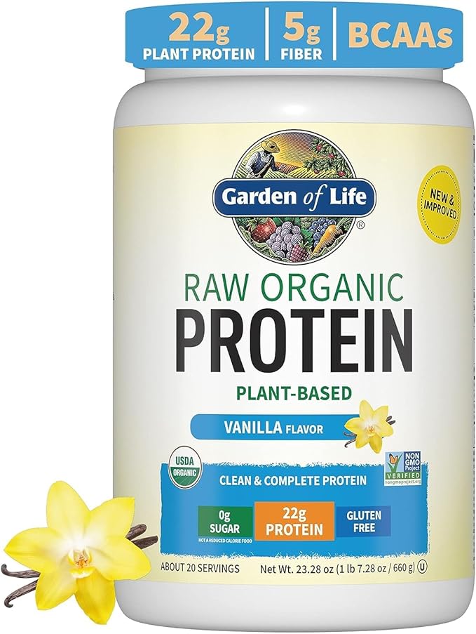 Garden of Life Grass Fed Whey Protein Powder and Organic Vegan Protein Powder Bundle - 24g and 22g Protein