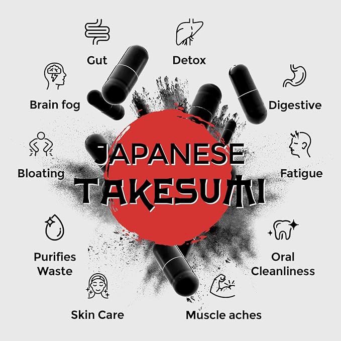 Takesumi Bamboo Charcoal 2000mg – Activated Charcoal from Bamboo for Max Absorption Detox &amp Gut 120 Vegan Capsules（2 Bottle）