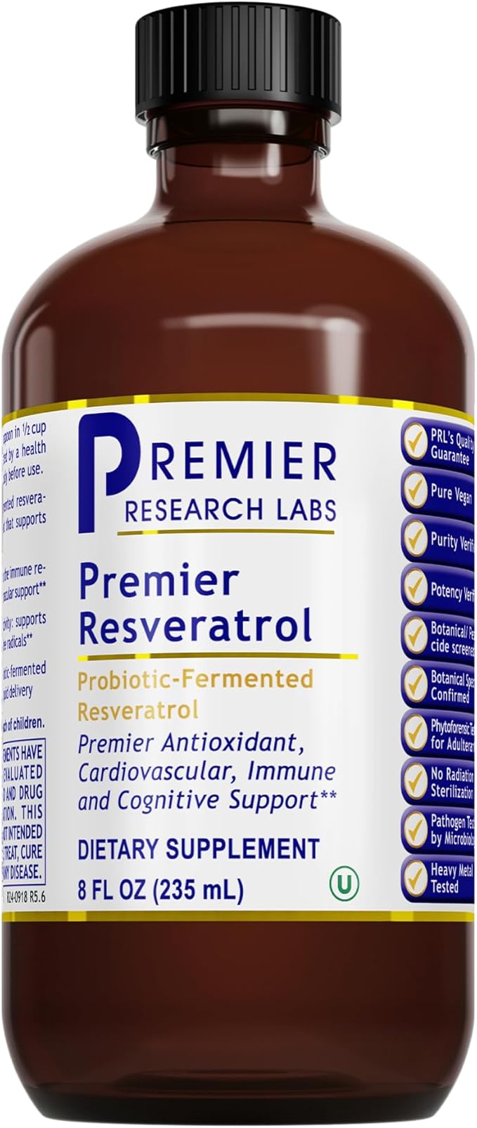 Premier Research Labs Resveratrol - Resveratrol Liquid Supplement Trans Resveratrol Antioxidant Support for Heart Health &amp Blood Flow Aging Support 180 mg Per Teaspoon - 8 Fl Oz