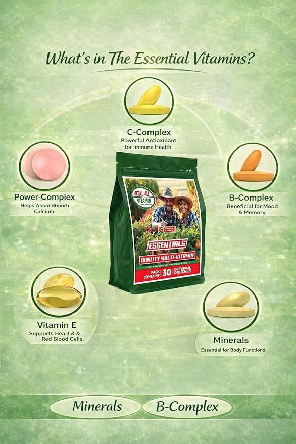 VITAL 4U® Vitamin Essentials - Daily Multivitamin for Both Men and Women Immune Support Multimineral Formula - 30 Servings