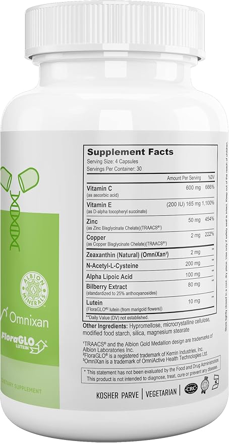 Nutri Supreme Research Ultra Eye Care with Lutein for Eye Health and Wellness 120 Vegetarian Capsules Kosher