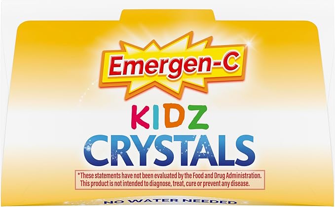 Emergen-C Kidz Crystals On-the-Go Emergen-C Immune Support Supplement with Vitamin C B Vitamins Zinc and Manganese Sparkly Strawberry Stocking Stuffer - 56 Stick Packs
