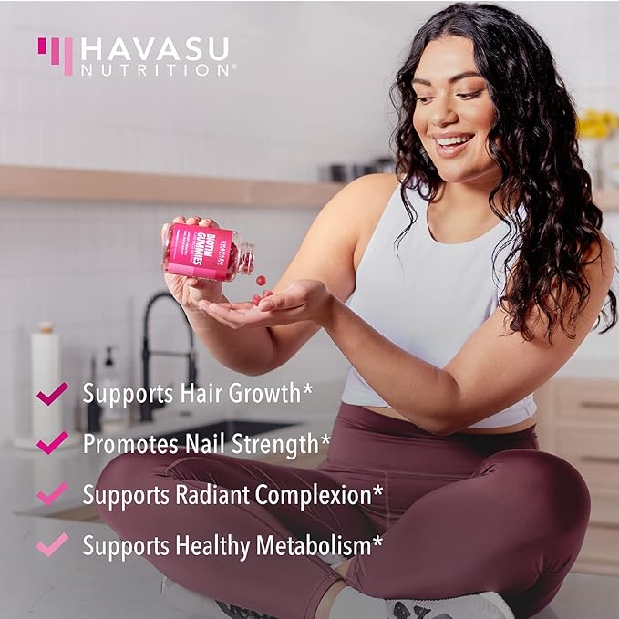 HAVASU NUTRITION Biotin and Collagen Gummies Bundle Ultimate Hair Growth Supplement with 5000mcg Type I and III with Zinc Vitamin E &amp C and 3000mcg Biotin for Hair Skin and Nail Growth